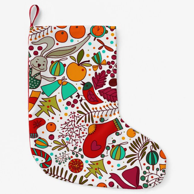 Petite Chaussette De Noël Éléments de Noël festifs Design sans couture (Devant)