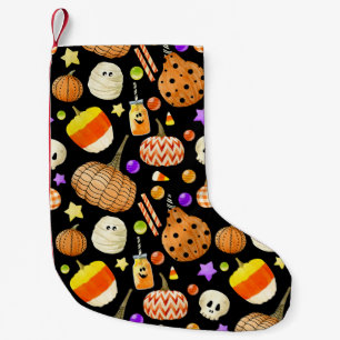 Petite Chaussette De Noël Éléments d'Halloween : citrouilles, crâne, motif m