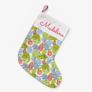 Petite Chaussette De Noël Eléphants colorés de la jungle Ajouter votre no