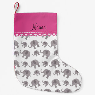 Petite Chaussette De Noël Éléphants gris blancs nommés personnalisés