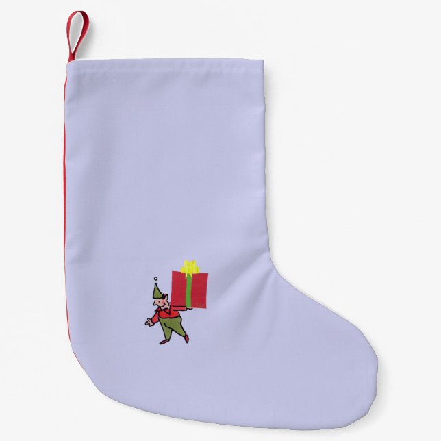 Petite Chaussette De Noël Elf avec boîte rouge - bas de Noël petit (Devant)
