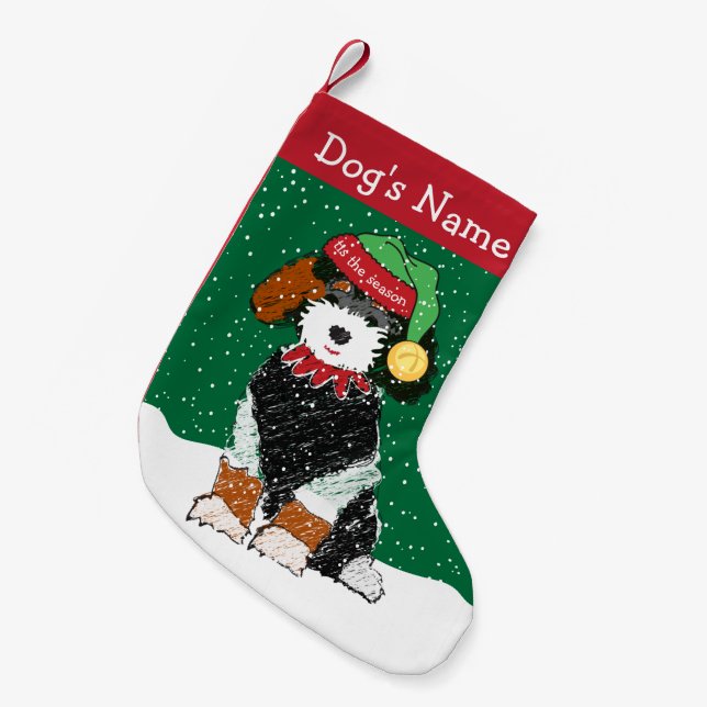 Petite Chaussette De Noël Elf Bernedoodle de Noël personnalisé (Devant (Accrochage))