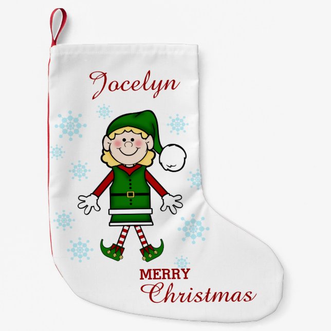 Petite Chaussette De Noël Elf de Père Noël (fille) (Devant)