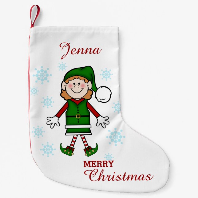 Petite Chaussette De Noël Elf de Père Noël (fille) (Devant)