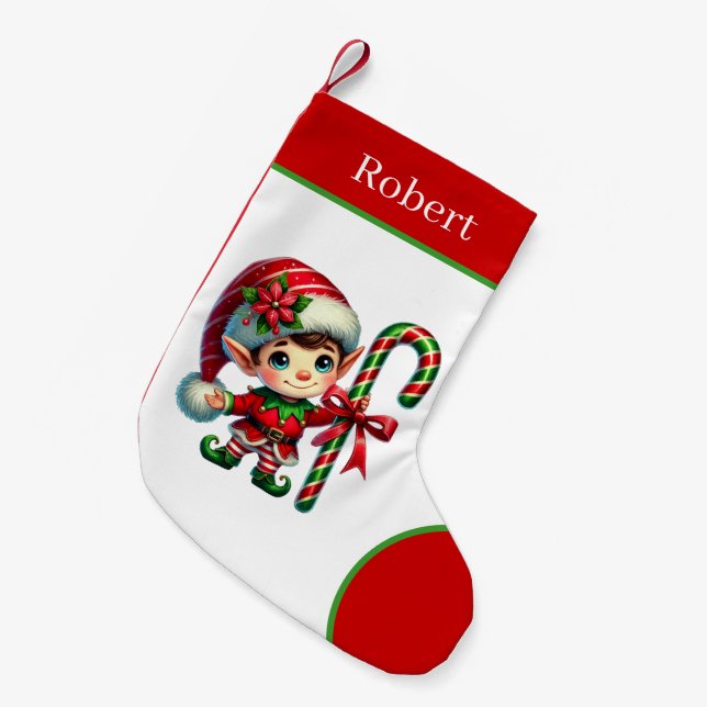 Petite Chaussette De Noël Elfe de fête ajouter un nom  (Devant (Accrochage))