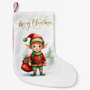 Petite Chaussette De Noël elfe de Noël avec un sac de cadeaux