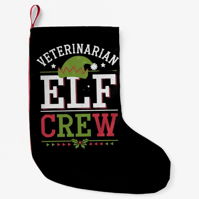 Petite Chaussette De Noël Elfe de Noël vétérinaire technicien vétérinaire  (Devant)