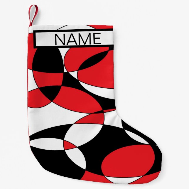 Petite Chaussette De Noël Elliptiques noires, blanches et rouges (Devant)