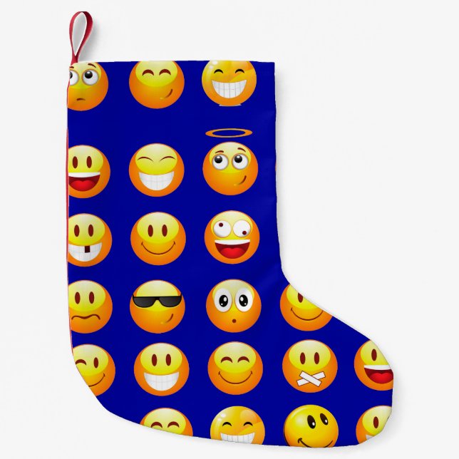 Petite Chaussette De Noël emojis bleu foncé xmas stockage de noël (Devant)