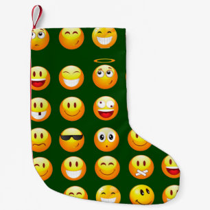 Petite Chaussette De Noël émoticône vert foncé xmas noël stockage