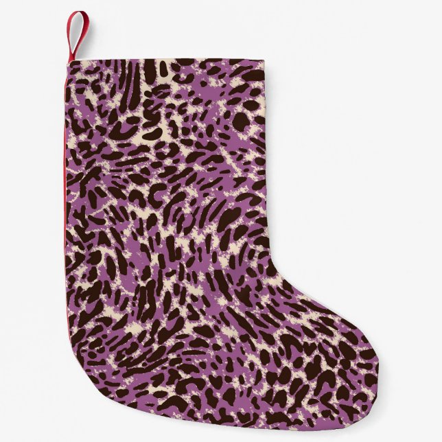 Petite Chaussette De Noël Empreinte de léopard, Motif animal classique. (Devant)