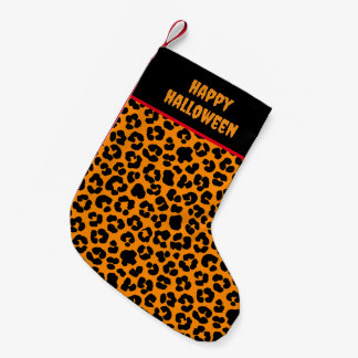 Petite Chaussette De Noël Empreinte de léopard noir orange Halloween modélis