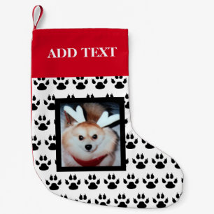 Petite Chaussette De Noël Empreintes de pattes mignons de Pomeranian de