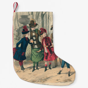 Petite Chaussette De Noël Enfants Famille Antique Victorienne Enfant