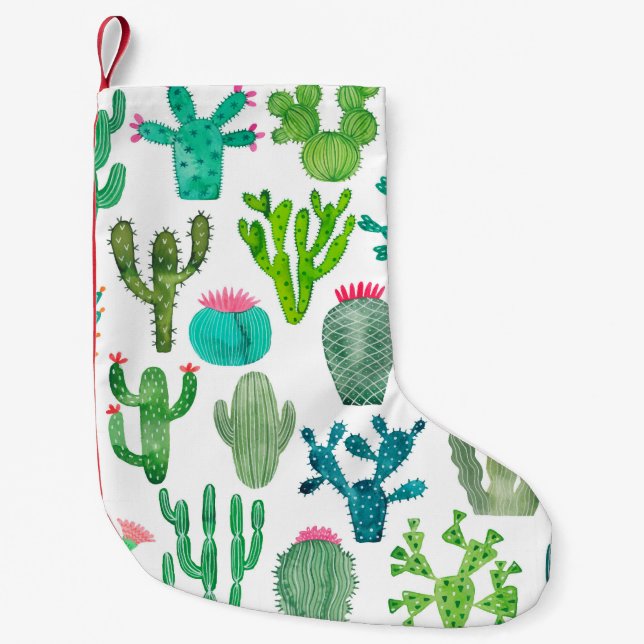 Petite Chaussette De Noël Ensemble de cactus aquarelle : Collection artistiq (Devant)