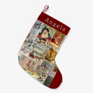 Petite Chaussette De Noël Ephémère de Noël victorienne antique Collage Art