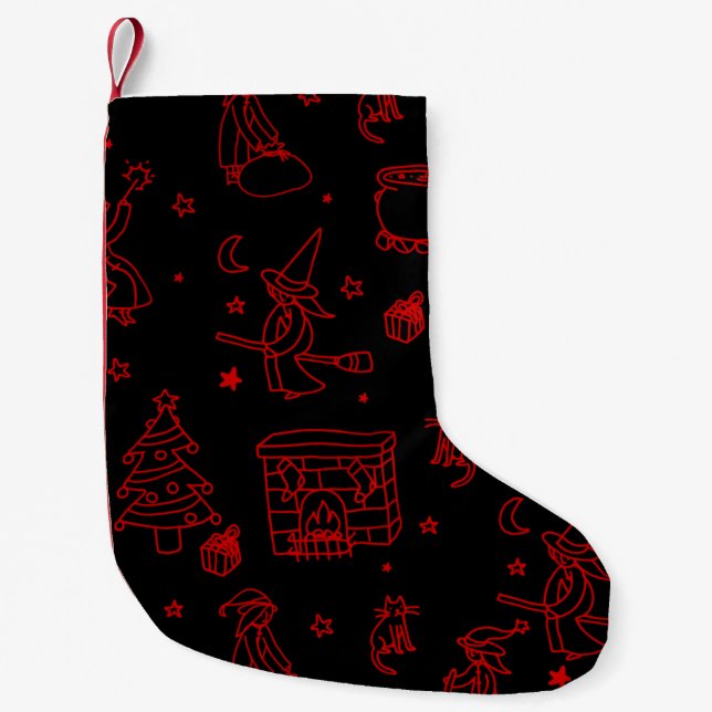 Petite Chaussette De Noël épiphanie noël sorcière befana noir (Devant)