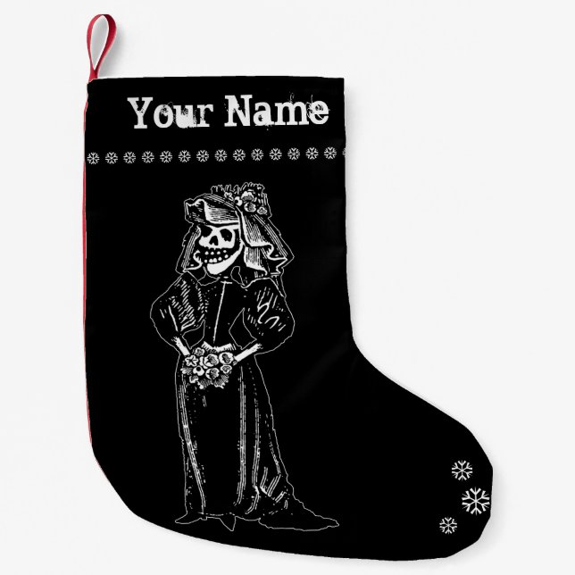 Petite Chaussette De Noël Épouse de squelette Noël Stocking (Personnaliser) (Devant)