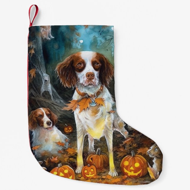 Petite Chaussette De Noël Épouvantable Brittany Spaniel d'Halloween avec des (Devant)
