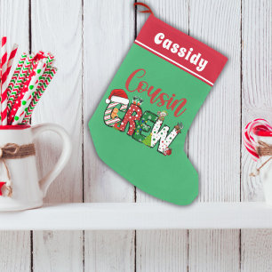 Petite Chaussette De Noël Équipe de Noël de cousin rétro personnalisée