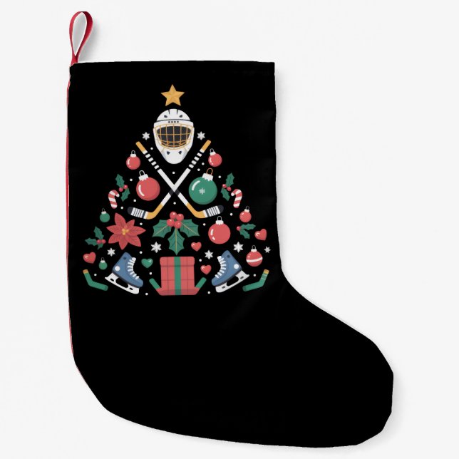 Petite Chaussette De Noël Équipe de sports de hockey sur glace de Noël (Devant)