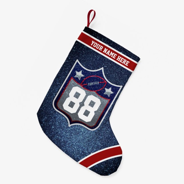 Petite Chaussette De Noël Équipe Red White et Blue American Football Sports (Devant (Accrochage))