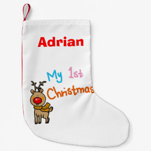 Petite Chaussette De Noël ęr Noël du bébé (renne) - nom customisé