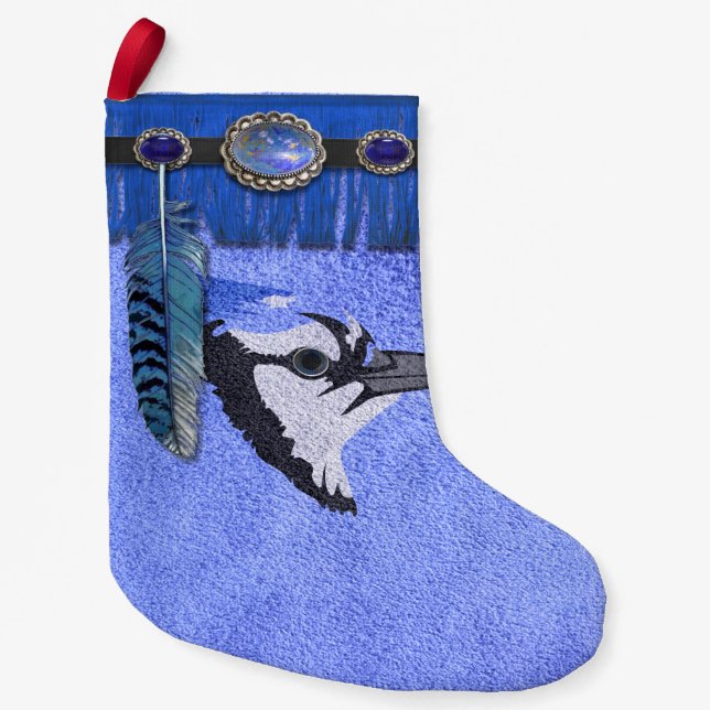 Petite Chaussette De Noël Esprit autochtone "Jay bleu" Noël Stocking (Devant)
