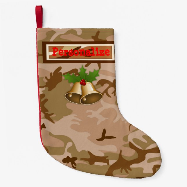 Petite Chaussette De Noël États-Unis Sand Camo Noël Stocking avec cloches (Devant)
