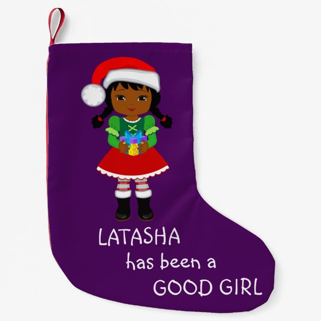 Petite Chaussette De Noël Ethnic African American Good Girl Casquette Noël (Devant)