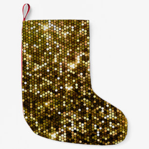 Petite Chaussette De Noël Etincelle dorée : arrière - plan étincelant.