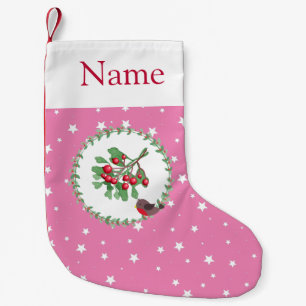 Petite Chaussette De Noël Étoile blanche rose Fille personnalisée Stocking d