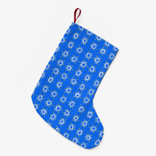 Petite Chaussette De Noël Étoile de David Hanoukka Motif Bleu Blanc