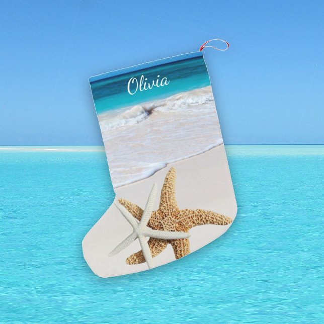 Petite Chaussette De Noël Étoile de mer Océan Double Face Avec Nom (Créateur téléchargé)