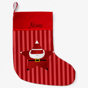 Petite Chaussette De Noël Étoile de nom personnalisée père Noël rayures roug