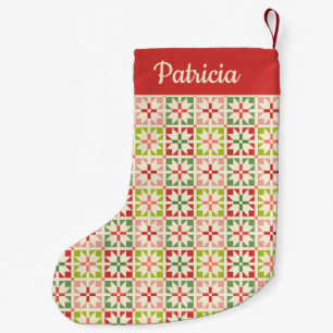 Petite Chaussette De Noël Étoile dorée rouge et verte
