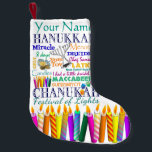 Petite Chaussette De Noël Étoiles de collage et d'arc-en-ciel de Chanukah<br><div class="desc">Juste dans le cas vous avez besoin d'un bas de Chanukah… Voici on rempli de symboles et de mots vacance-connexes. Personnalisez.</div>