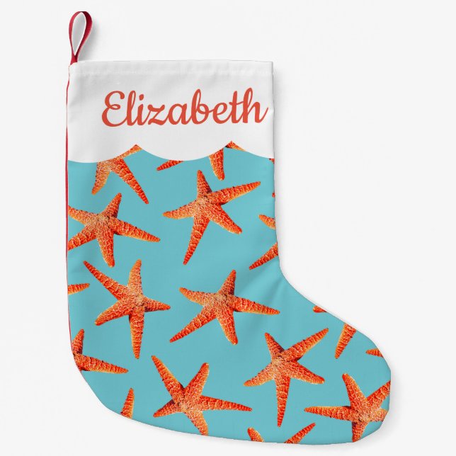 Petite Chaussette De Noël Étoiles de mer côtières pour la plage de Noël (Devant)