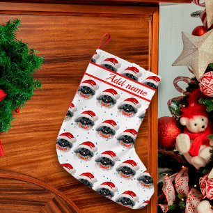 Petite Chaussette De Noël Étoiles de Noël de la race canine Pékinois