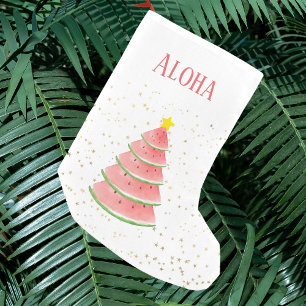 Petite Chaussette De Noël Étoiles d'or de fruits tropicaux Aloha