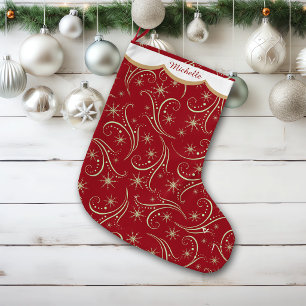 Petite Chaussette De Noël Étoiles Dorées Tourbillonnent Personnalisé