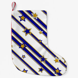 Petite Chaussette De Noël Etoiles & Grilles Motif or bleu + vos idées