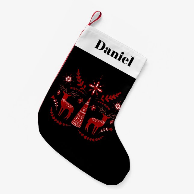 Petite Chaussette De Noël Fabrique Scandi Deer Motif (Devant (Accrochage))