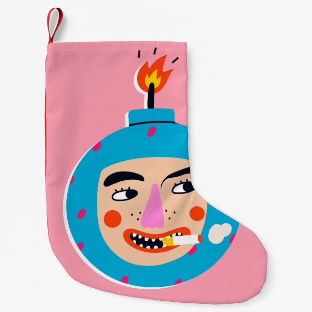 Petite Chaussette De Noël Face de boom Abstraite (Devant)