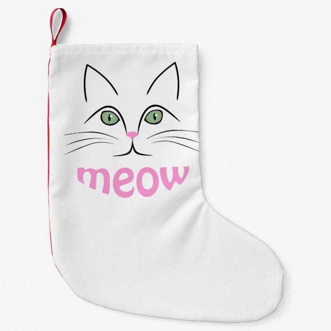Petite Chaussette De Noël Face de chat (Devant)