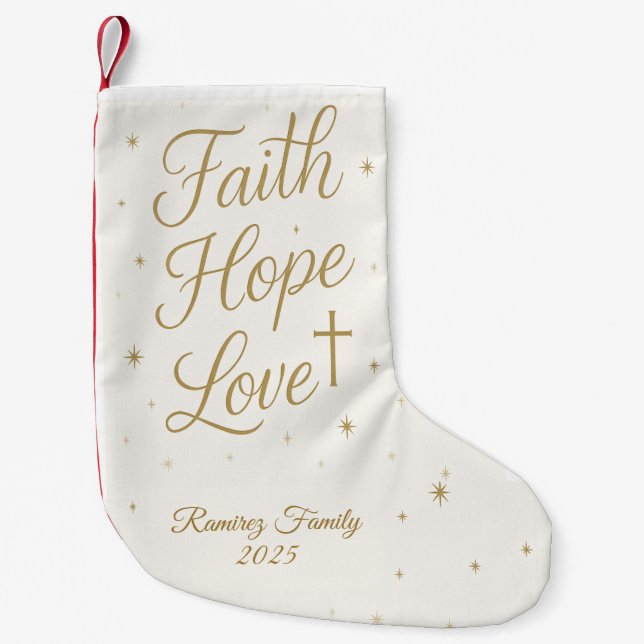 Petite Chaussette De Noël Faith Hope Love Christian Christmas Stocking (Devant)