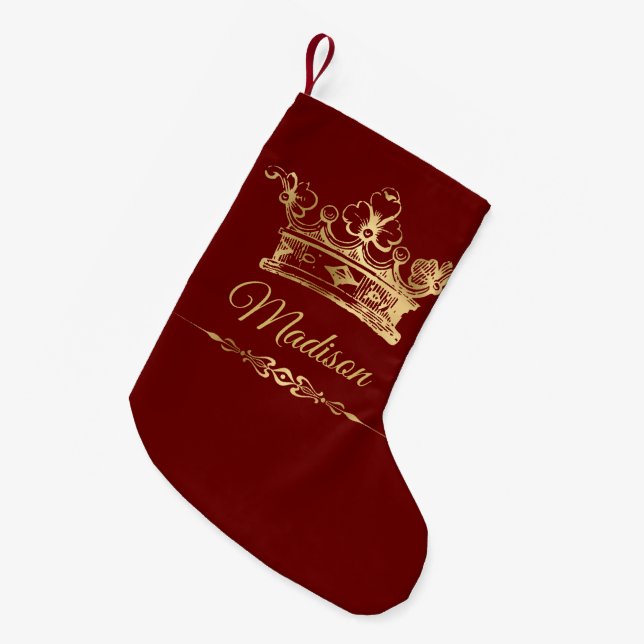 Petite Chaussette De Noël Fancy Gold Crown Personalized (Devant (Accrochage))