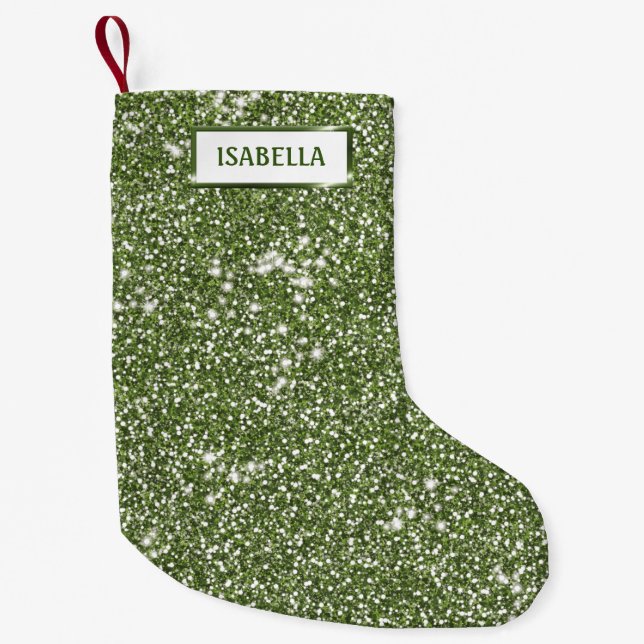 Petite Chaussette De Noël Faux Green Parties scintillant Texture Look Avec N (Devant)