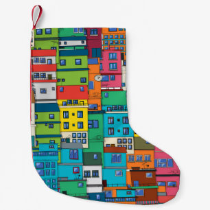 Petite Chaussette De Noël favela urbaine brésilienne : arrière - plan coloré