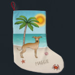 Petite Chaussette De Noël Fawn Italien Greyhound À Tropical Summer Beach<br><div class="desc">Un design Destei original mettant en valeur la race grecque italienne. Idéal pour les amoureux de les chiens ou tous ceux qui souhaitent célébrer cette belle ville en style.</div>